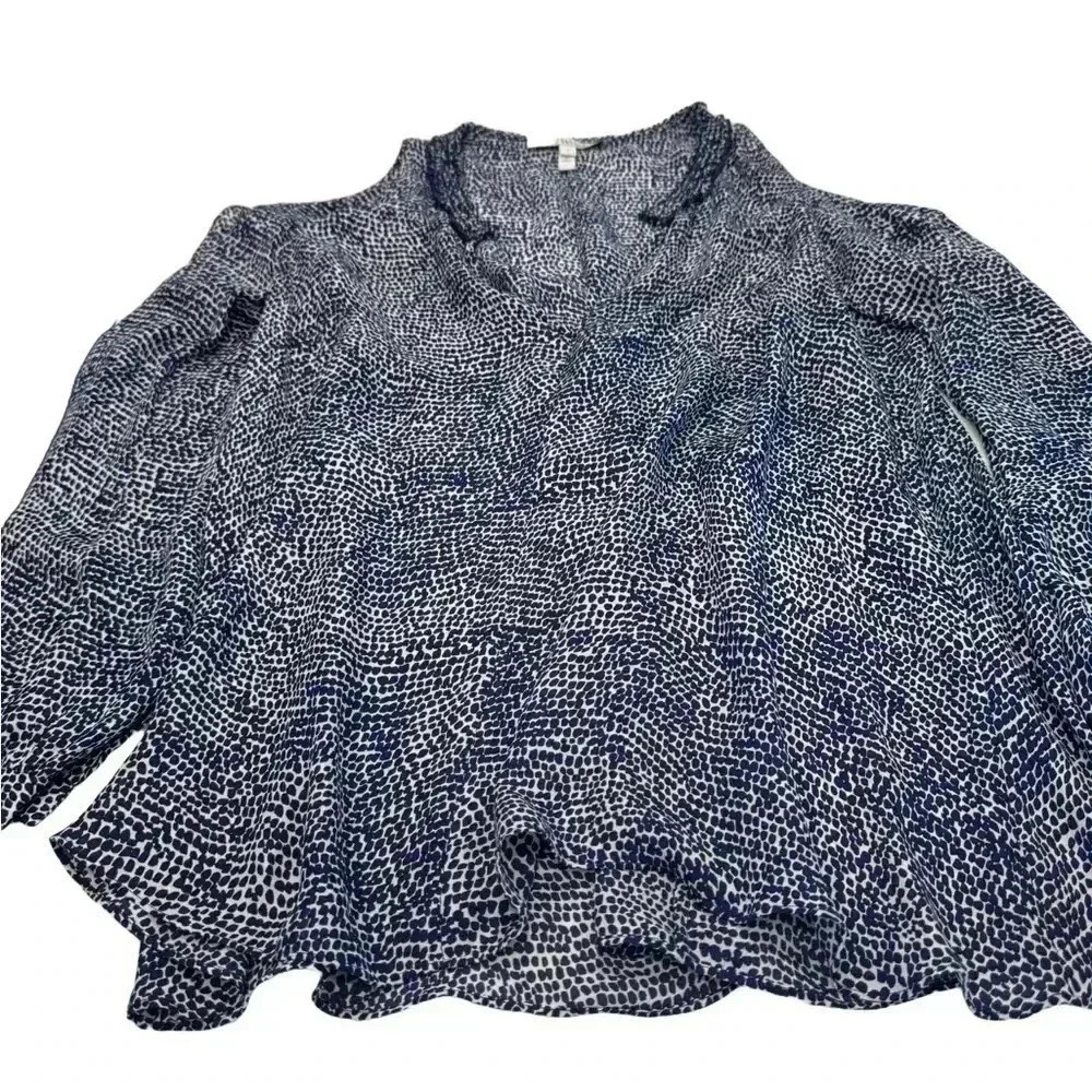 Derek Lam women’s blue & white silk blouse cold shoulders size 8